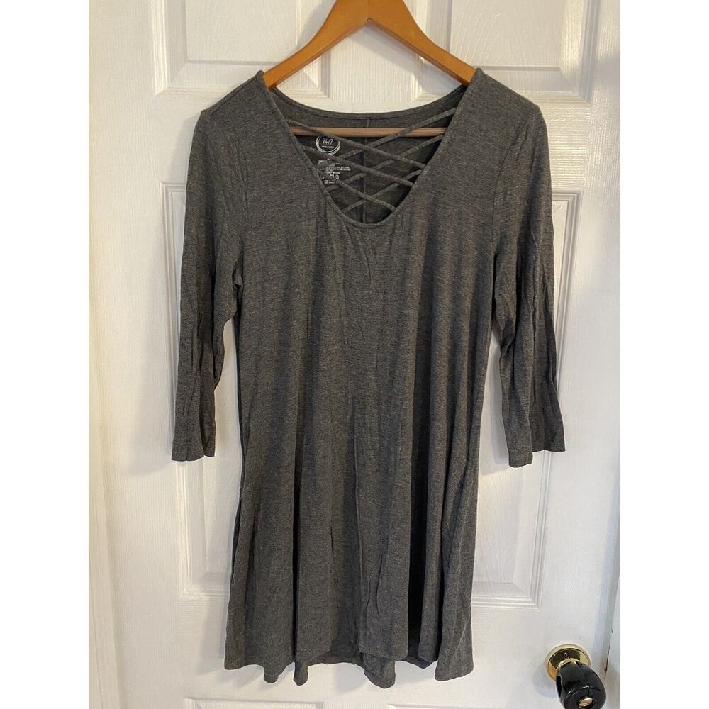 Maurcies 24/7 Gray 3/4 Sleeve Dress Size Medium